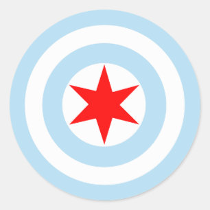 Captain Chicago Flag Shield Round Stickers