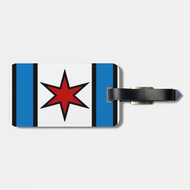 Captain Chicago Modern Shield Luggage Tag (Back Horizontal)