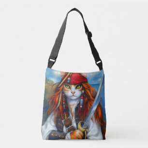 Captain Claws of the Azure Sea Pirate Cat Crossbody Bag