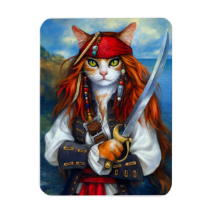 Captain Claws of the Azure Sea   Pirate Cat Magnet