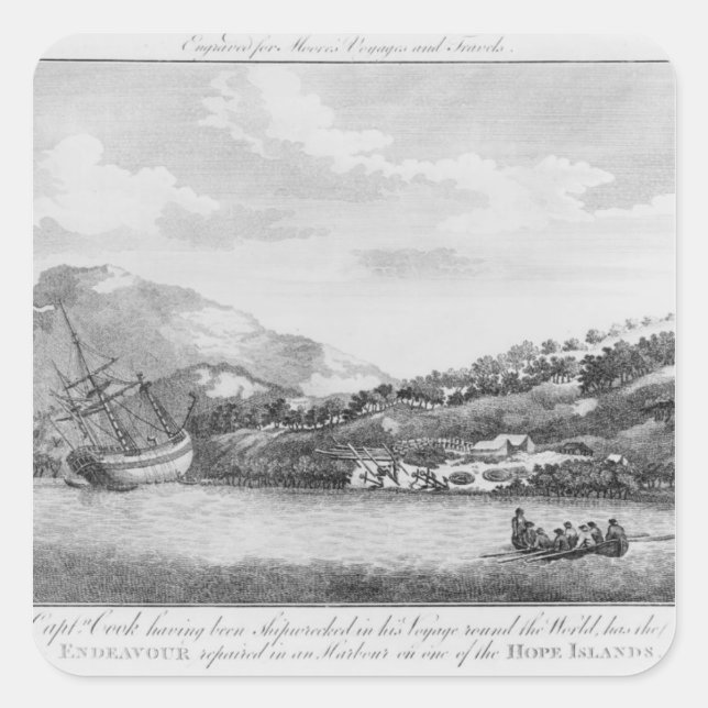 Captain Cook having been shipwrecked Square Sticker (Front)