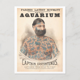Captain Costentenus Tattooed Man Vintage Postcard