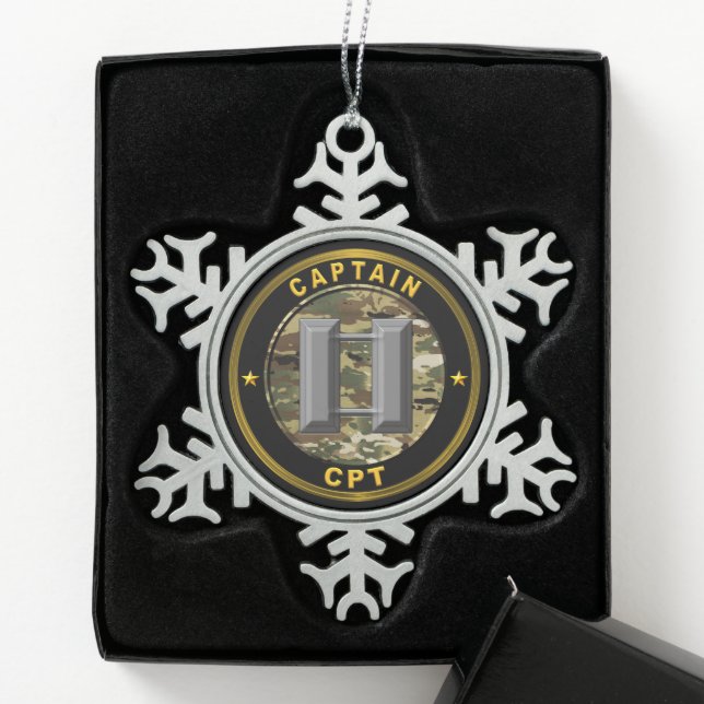 Captain CPT Snowflake Pewter Christmas Ornament (Box)