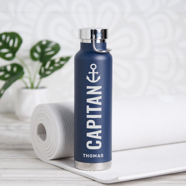Captain Custom Name Sailor  Water Bottle (Yoga)