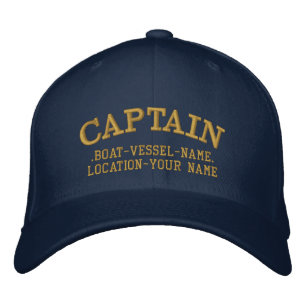 CAPTAIN customisable Your Boat Your Name Embroidered Hat