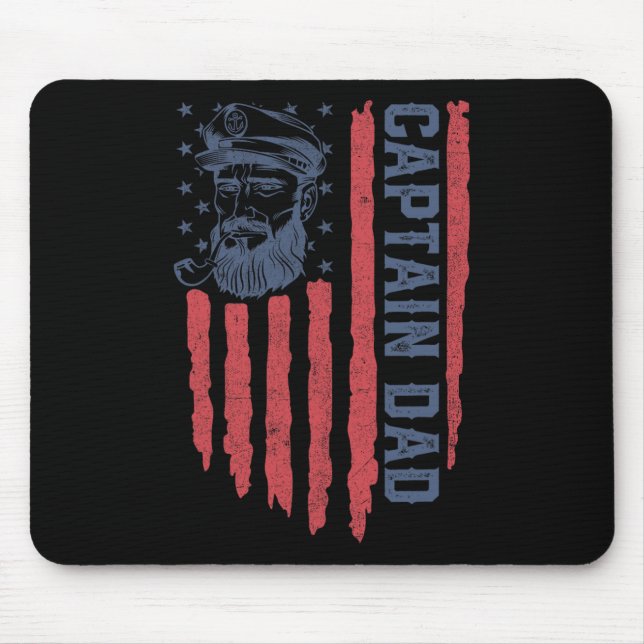 Captain Dad American Flag Funny Pontoon Boating 4t Mouse Pad (Front)