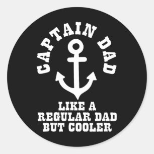 Captain Dad Like A Regular Dad But Cooler Boat Boa Classic Round Sticker