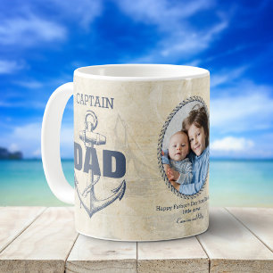 Captain Dad Nautical Anchor Fathers Day Photo Coffee Mug