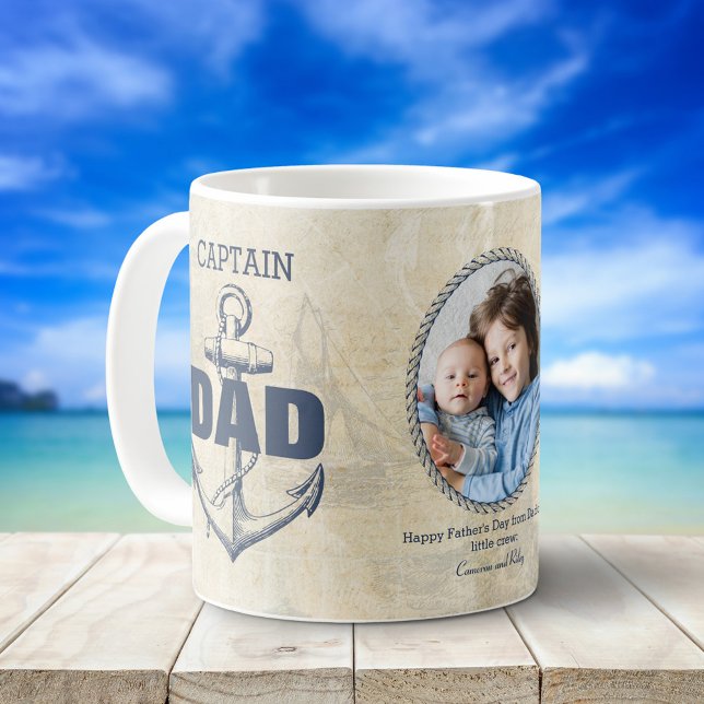 Captain Dad Nautical Anchor Fathers Day Photo  Coffee Mug (Creator Uploaded)