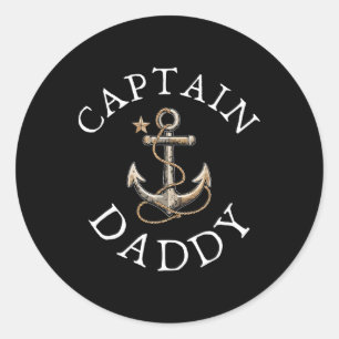 Captain Daddy Boat Sailing Boating Vintage Anchor Classic Round Sticker