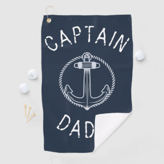 Captain Daddy Nautical Navy Blue Name Golf Towel