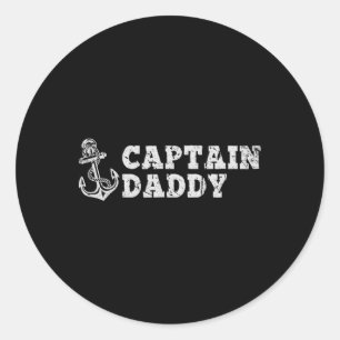 Captain Daddy Sailing Boating Vintage Boat Anchor Classic Round Sticker