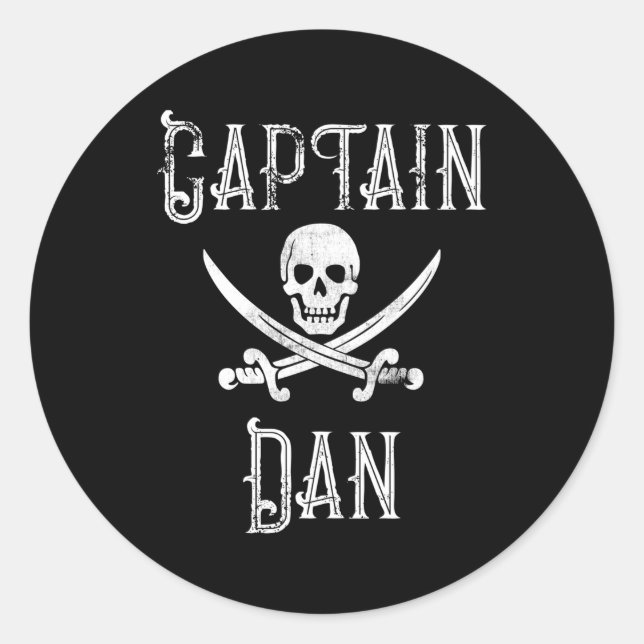 Captain Dan Personalised Pirate Py Classic Round Sticker (Front)