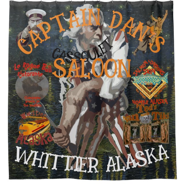 CAPTAIN DAN'S SALOON WHITTIER ALASKA SHOWER CURTAIN (Front)