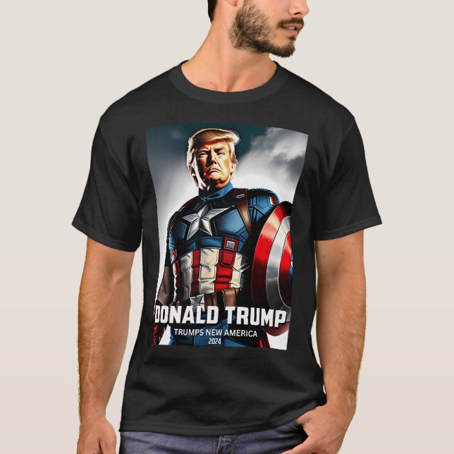 Captain Donald Trump 1 Trumps New America T-Shirt (Front)