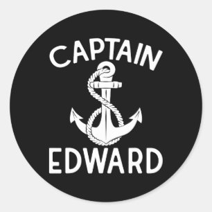 Captain Edward Anchor Boating Ship Yacht Boat Classic Round Sticker