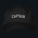 Captain Embroidered Hat<br><div class="desc">A classy embroidered hat for the captain.  Select the hat style and colour of your choice. The text is a customisable template.</div>