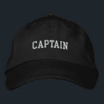 Captain Embroidered Hat<br><div class="desc">A classy embroidered hat for the captain.  Select the hat style and colour of your choice. The text is a customisable template.</div>