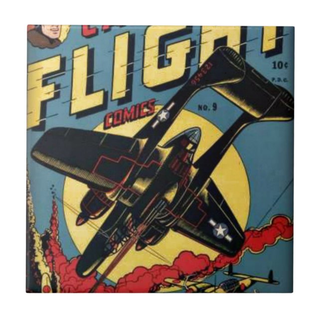 Captain Flight Vintage Golden Age Comic Book Tile (Front)