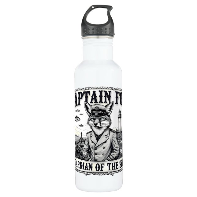 Captain Fox Guardian of Seas Nautical Design 710 Ml Water Bottle (Front)
