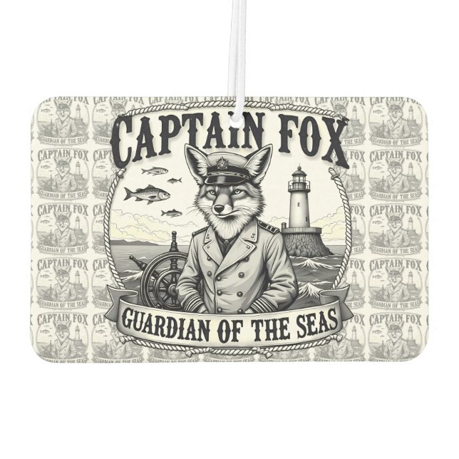 Captain Fox Guardian of Seas Nautical Design Car Air Freshener (Back)