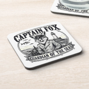 Captain Fox Guardian of Seas Nautical Design Coaster