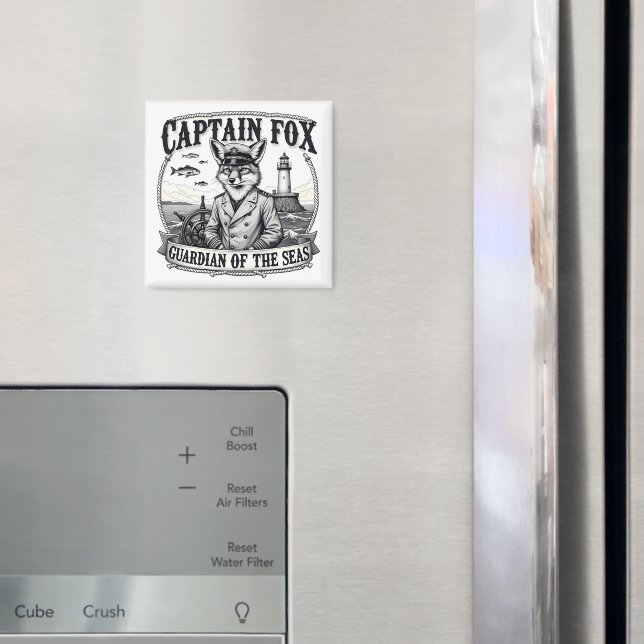 Captain Fox Guardian of Seas Nautical Design Magnet (In Situ (Fridge))
