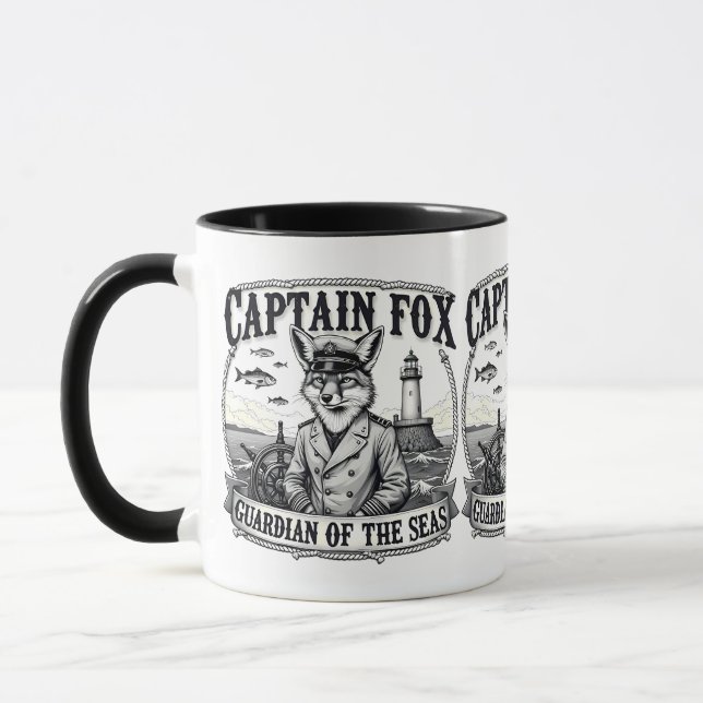Captain Fox Guardian of Seas Nautical Design Mug (Left)