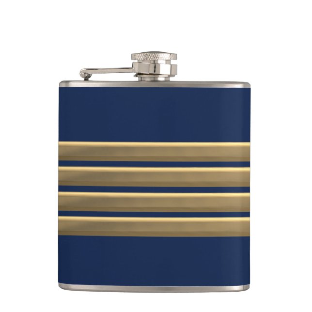 Captain gold stripes hip flask (Front)