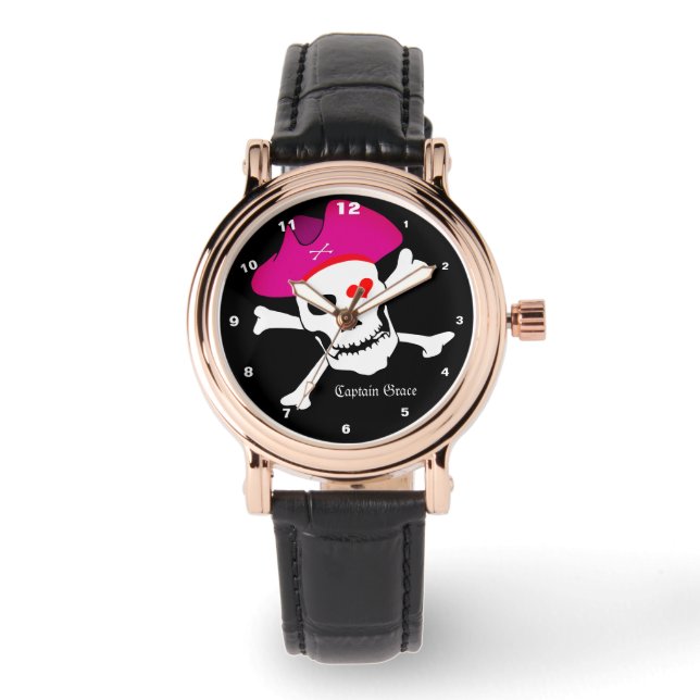 Captain Grace & Pirates Flag, Skull / Boat fashion Watch (Front)