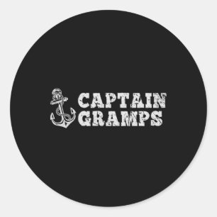 Captain Gramps Sailing Boating Vintage Boat Anchor Classic Round Sticker