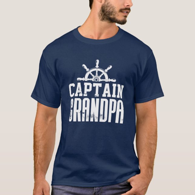 Captain Grandpa Funny Family Sailing Boat Lover Sh T-Shirt (Front)