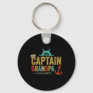 Captain Grandpa Pontoon Lake Sailor Fishing Boatin Key Ring