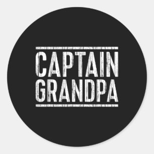 Captain Grandpa Shirt Men Fathers Day Boating Classic Round Sticker