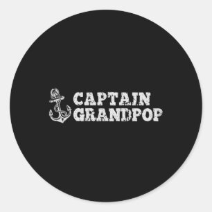 Captain Grandpop Sailing Boating Vintage Boat Anch Classic Round Sticker