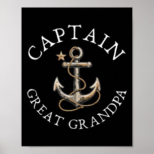 Captain Great Grandpa Boat Sailing Boating Vintage Poster
