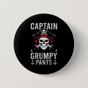 Captain Grumpy Pants Pirate Humor Skull Graphic 6 Cm Round Badge