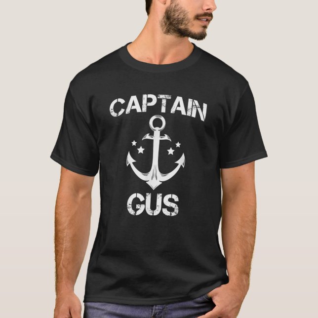 CAPTAIN GUS Funny Birthday Personalised Name Boat  T-Shirt (Front)