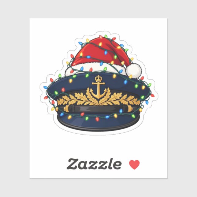 Captain Hat Santa Hat Christmas Lights Nautical (Sheet)
