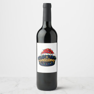 Captain Hat Santa Hat Christmas Lights Nautical Wine Label