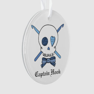 Captain Hook - Crochet Skull (Blue) Ornament