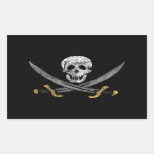 Captain Jack Rackham's Jolly Roger Pirate Flag Rectangular Sticker
