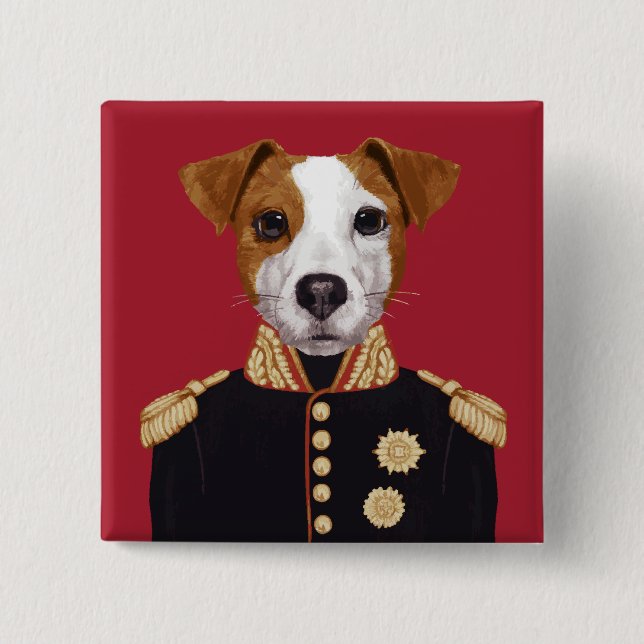 Captain Jack Russell 15 Cm Square Badge (Front)