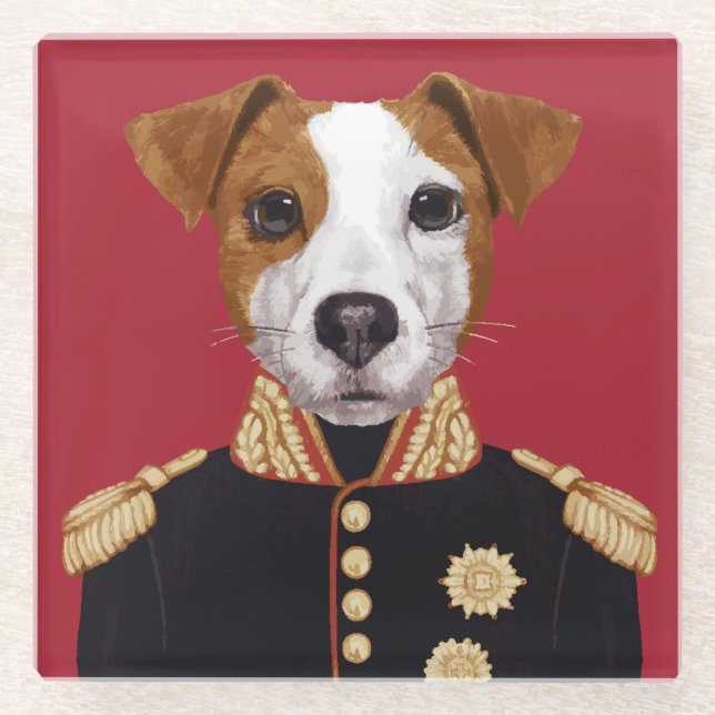 Captain Jack Russell Glass Coaster (Front)