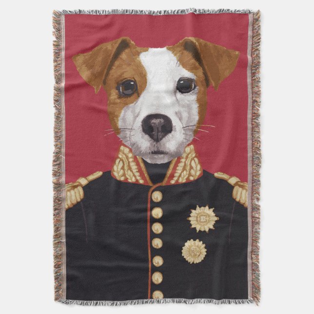 Captain Jack Russell Throw Blanket (Front Vertical)