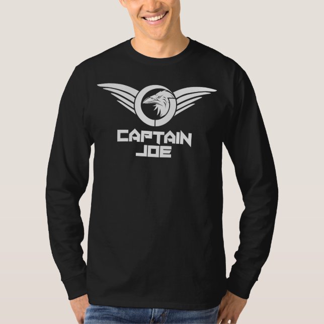Captain Joe Mens Basic Long Sleeve T-Shirt - Black (Front)