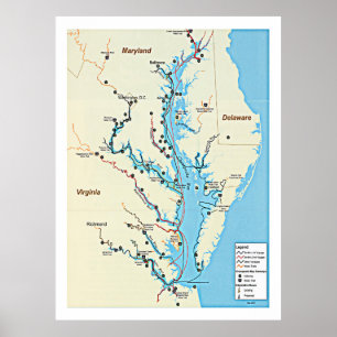 Captain John Smith Chesapeake Trails Map Poster