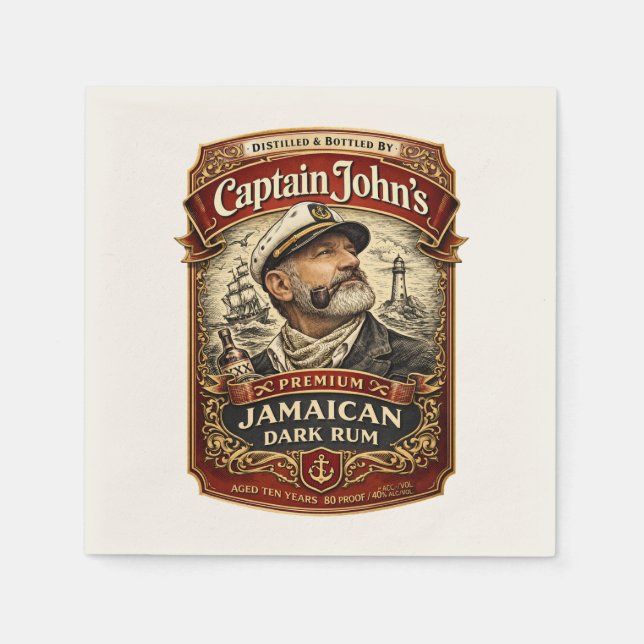 Captain John's Premium Jamaican Rum Drink Napkins (Front)