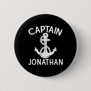 Captain Jonathan Boat Anchor Yacht Boating Ship 6 Cm Round Badge