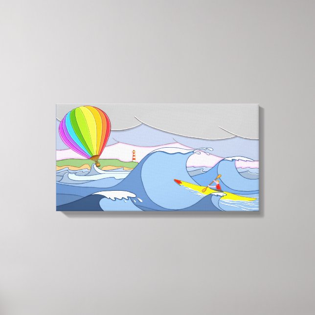 Captain Kayak and the Balloon Canvas Print (Front)